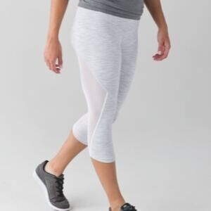 Lululemon womens size 6 run with the sun crop leggings white space nimbus luxtre